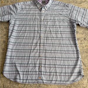 Thomas Dean & Co. Gray and Purple Striped Shirt